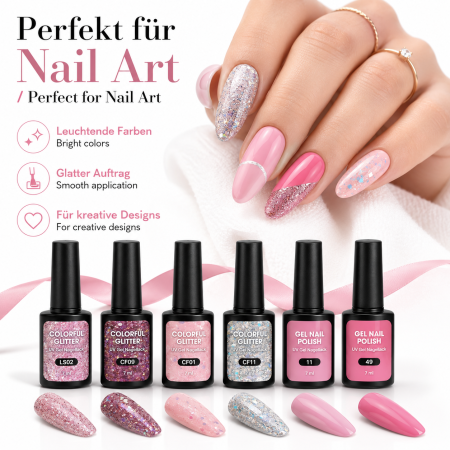 Preview: 6-Piece UV Gel Nail Polish Set Rose Glamour